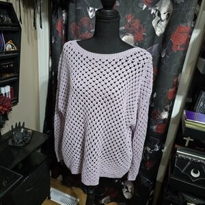 Elegant Lilac Open-Knit Sweater